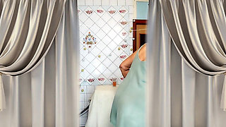 Hot Housewife Lukerya in the Kitchen: Twerking with Her Big Buttocks and Playing with Her Body After Tea