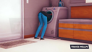 Redhead Stuck in Washing Machine Sexy Rescue & Locker Room Tease (3d Animation)