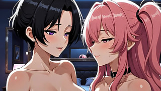 hentai Yuri Lesbian BDSM Domination - Mistress Rina Fucks Submissive Yumi to Massive Squirting Orgasms