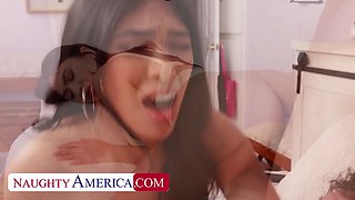 NAUGHTY AMERICA Reyna Belle creates a texting mix-up leading to her friend's brother pounding her we