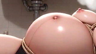 Pregnant Woman Smoking in Filthy Bathroom Bondage - Wet Pussy Desperation