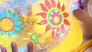 Play and Tease Yellow Beachball at Pool Party - Bunny Looner
