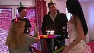 These Two Busty French Sluts Got Fucked at Birthday Party