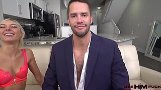 Chloe Temple sucks Dan Damage's big cock and licks his shaved ass