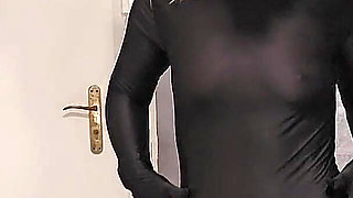 Nylon Zentai Catsuit and Gasmask Hot Encasement