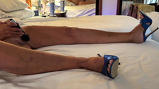 Stepaunt Wears Sexy Shoes & Plays with Pussy Gets Cum on Feet