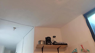Fat milf in naked kitchen showing tits