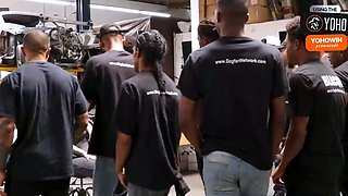 Busty damsel likes suck with ebony man