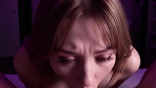Hot girlfriend getting deepthroated till cum