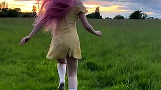 Sexy amateur teen masturbates outdoors