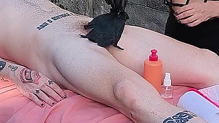 Nude Massage Outdoors with Hot Blonde