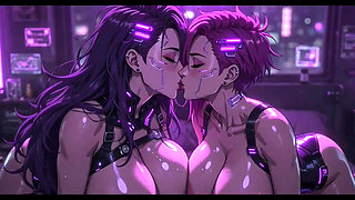 Cyberpunk Fun Girls in Their Room, Ai Animation