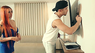 Big Tits Latina Redhead Gets Fucked Hard By Technician In Doggystyle