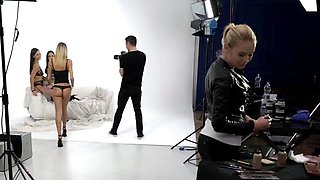 Lingerie models in MFFF anal and pussy fuck foursome