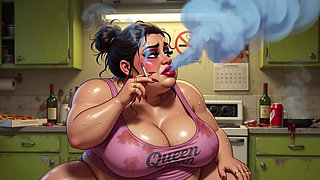 Horny Pregnant BBW Smoking & Pissing - Massive Belly Pee on Floor