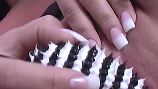 Hot and horny dark haired slut masturbates