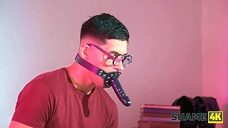 Shame4k. humiliation by making him use his throat differently