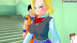Android 18 Seduces Gohan at University - Dragon Ball Zex Series