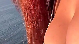 Artemisia Love Sexy Big Boobs Close up Perfect Nipples Outdoor by the Ocean Stunning View