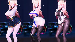 [mmd] Youlan Dale Phut Hon Triple Happiness Maid Panty Black Silk Together Super Short Jk Group