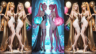 Animes get cum, do cum kissing and swallow