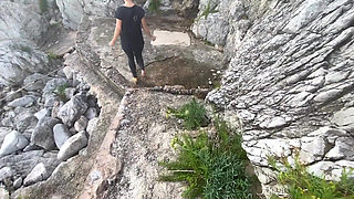 Wild ocean beach sex and cum walk