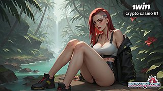 A jungle cyborg lies prone on stone tiles, her sweaty assets glistening with fellow goo as she takes on a super poking super hot gonzo hardcore porn!