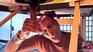 Amateur ebony goddess milks big black cock gloryhole style