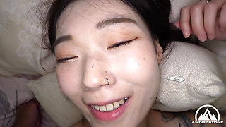 Tiny Tatted Taiwanese Cutie Chiao Kumi Takes Huge Dick Deep in Tight Pussy