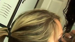 Gym Locker Room Threesome - Blonde, Ebony and Brunette Share a Pink Toy