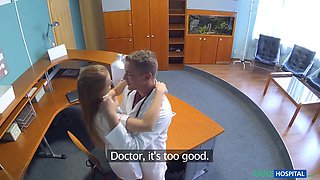 Faux hospital - doctor bangs lonely nurse on desk risky cum inside quickie
