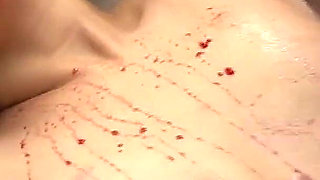 Oriental Waitress Scene 1 Sexy Busty Japanese Enjoys Hot Wax in Orgy with Final Bukakke