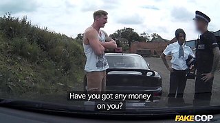 Fake cops with big cocks fucked a big-boobed ebony girlfriend