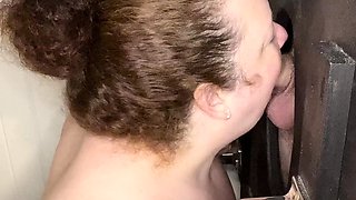 Big titted glory hole blowjob slut fucks and loves facial