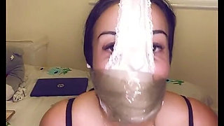 Latina Gagged with Panties and Taped with a Wrap Gag!