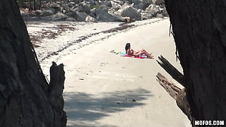 Pervs on Patrol - Latina Missy Mart Seduces a Lucky Hiker for a Hot Topless Beach 3some Session