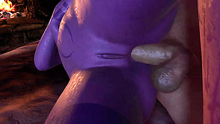 Purple Night Elf in Skyrim Has Side Anal on Bed - Skyrim Porn Parody