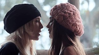 Sexy blonde and brunette lesbians from