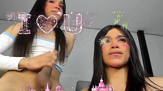 Sexy Latina Shemales Teasing with Blowjob Live Part 3