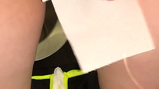 Compilation Dirty Used Panties & Public Pissing - Showing Soaked Panty Liner Close up