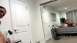 Brit Baddie in Leather Rims Stud & Jerks His Cumshot Into Her Pussy