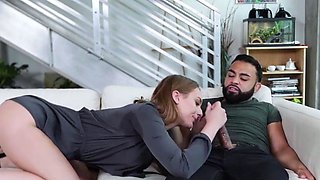 Pretty blonde doll gives a hardcore deep throat while