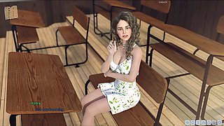 Interactive game featuring a hot brunette teacher with big tits and a nice ass