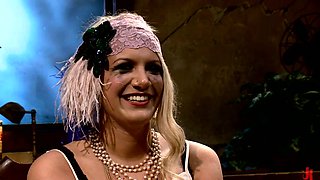 Blonde tight pussy babe solo fingering in glamour solo