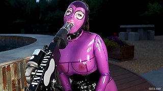Cristal Kinky Lilac Rubber Doll Solo Fucking Machine Outdoors