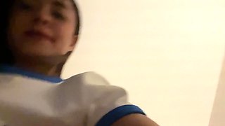 Piss loving teen with nice little boobs solo action close up