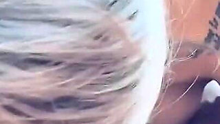 Tattooed Blonde Sucks Deeply and Takes a Hard Doggy POV - Red Nails Spread Ass