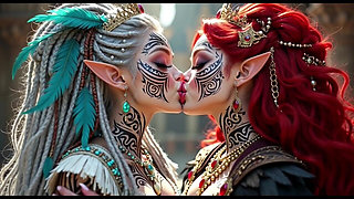 Beautiful Elves Princess Kissing, Ai Animation