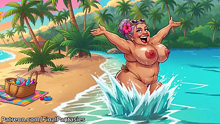 Busty Granny Huge Boobs Beach Tease - New Ai Style
