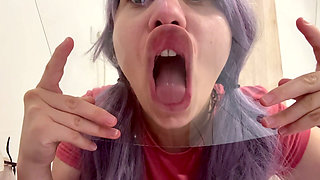 Silly Face Fetish and Squirting Milk Onto a Glass Table